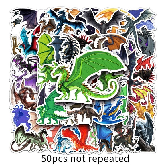 Dragon Stickers 50pcs Long Lasting PVC Material - Picture 5 of 6